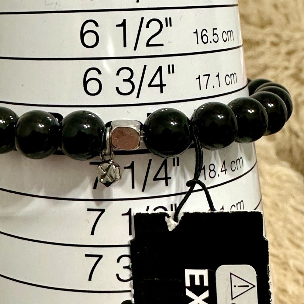 Express Men’s Genuine Stone Stretch Bracelet – Black Onyx / Agate – NWT - Picture 5 of 6